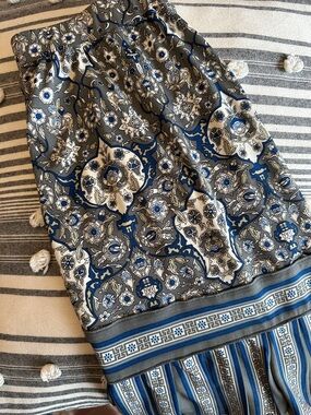 Max Studio Blue, Gray, White Floral Midi Skirt